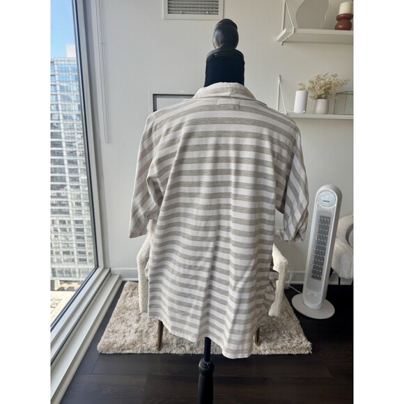 Wet Seal White Cream Striped Short Sleeve Cardigan Size Large - Picture 4 of 5